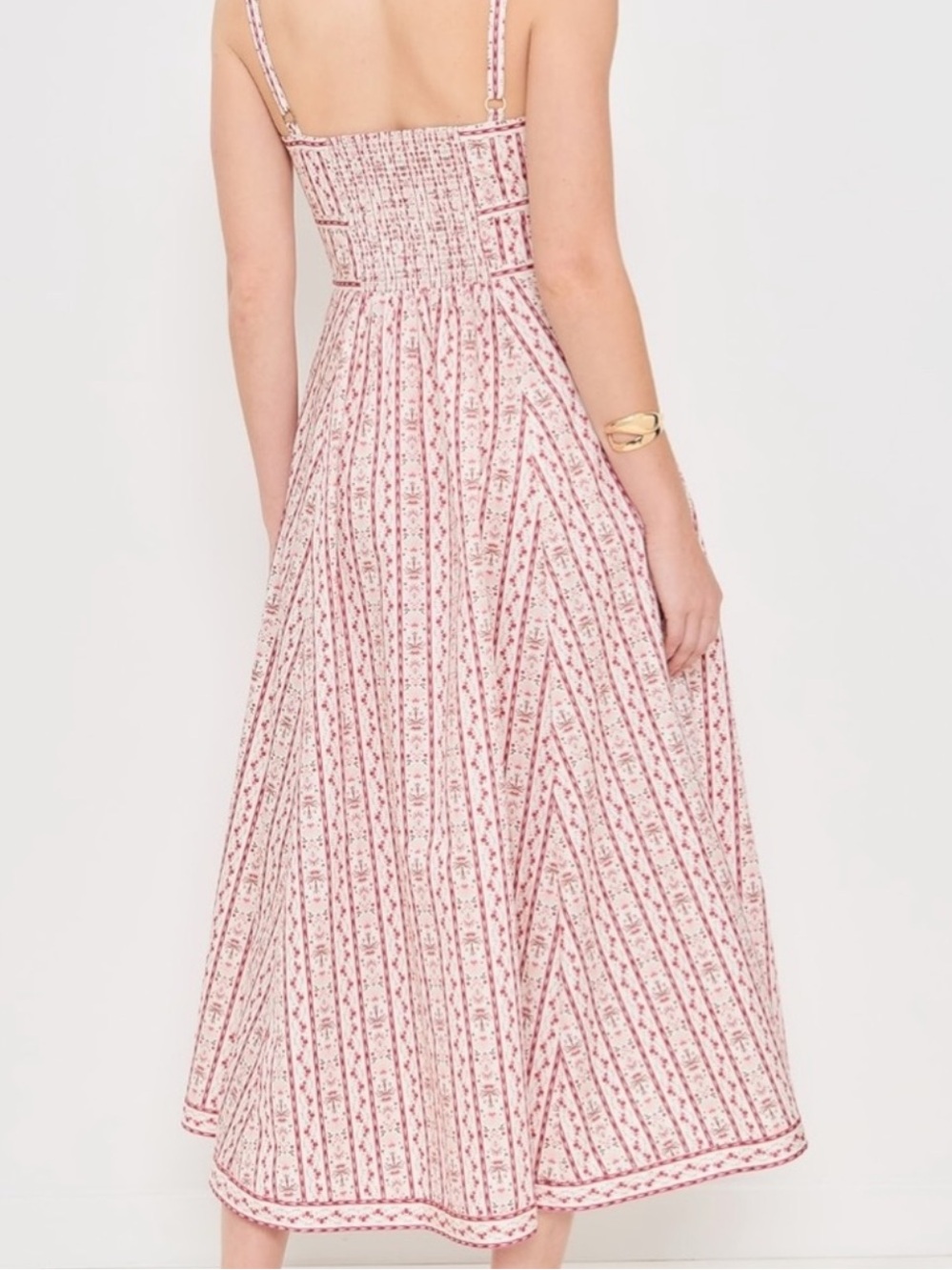 Hill House Strapless Pink & White Floral Midi Dress - Picture 2 of 16